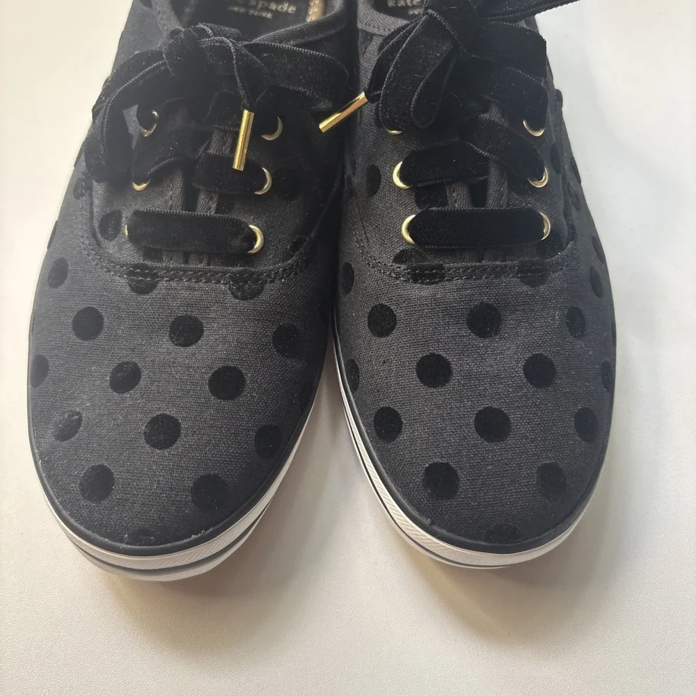 Keds X Kate Spade New York Gold Black Polka Dot  Sneakers Women's Size 8.5